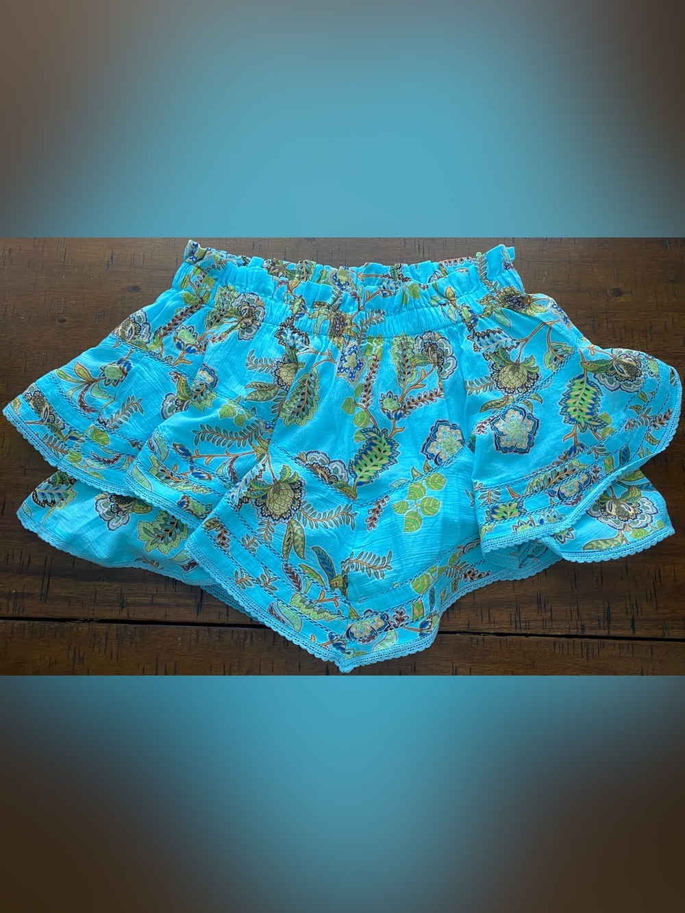 •NWT•Aerie Rock & Ruffle Teal Floral Mini Skirt/Skort